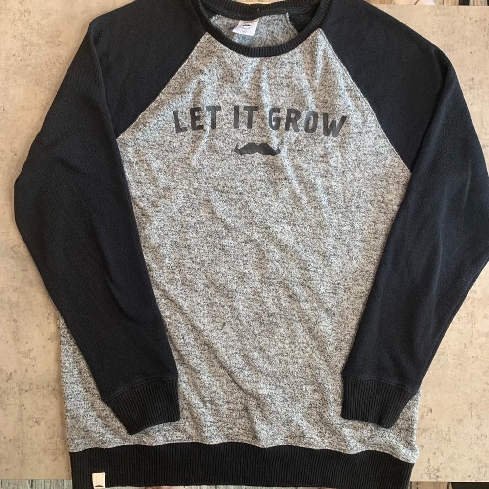 Movember Foundation  Sweatshirt Mens XL Gray Black Raglan Pullover Let It Grow